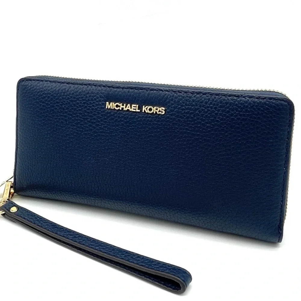 Michael Kors Large Continental Wallet Wristlet Navy Blue (NWT)